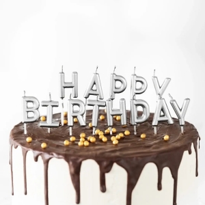 Sv��ky dortov� Happy Birthday st��brn�