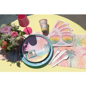 Tal��e pap�rov� Palmy multicolor 22,5 cm 10 ks