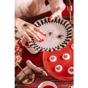 Tal��e pap�rov� s pavoukem �erno-b�ov� 23 cm 6 ks