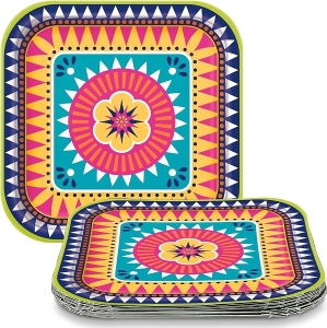 Tal��e pap�rov� �tvercov� Boho Fiesta 23 cm 8 ks
