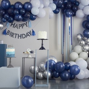 Tal��ky pap�rov�, modr� "Happy birthday" 25cm 8ks
