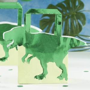 Ta�ka d�rkov� Dino metalicky zelen� 19 x 22 cm 5 ks