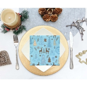 Ubrousky pap�rov� Hello Winter,modr�, 33 x 33 cm 20 ks