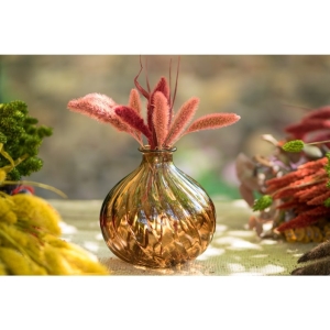 V�za kulat� sklen�n� hn�d� 17x17 cm