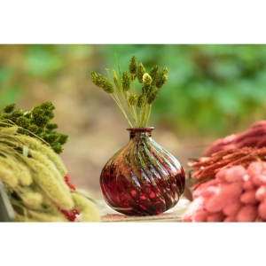 V�za sklen�n� kulat� r��ov� 17x17 cm