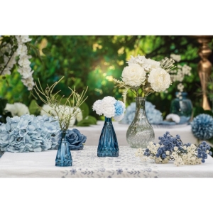 V�za sklen�n� modr� �zk� 7x15cm