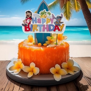Z�pich na dort Happy Birthday Stitch 17,5 cm