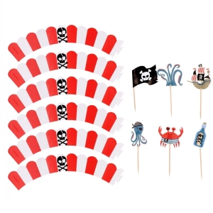 Z�pichy na cupcakes Pirat party 6 ks