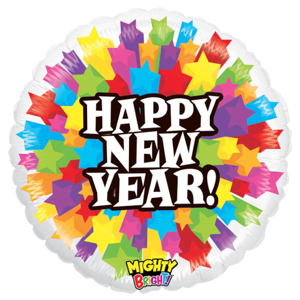 BAL�NEK f�liov� Happy New Year Barevn� hv�zdy 53cm