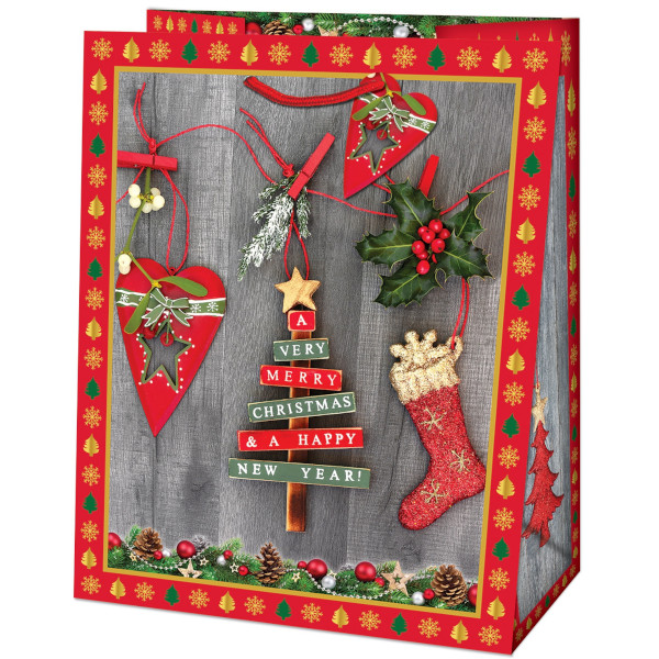 Ta�ka d�rkov� Medium V�no�n� ozdoby �erven�/zelen� 19 x 10,2 x 23 cm