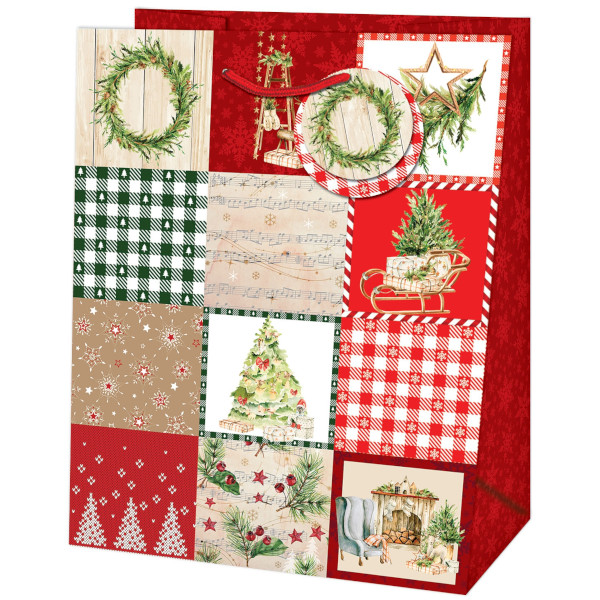 Ta�ka d�rkov� Medium V�no�n� patchwork �erven�/zelen� 19 x 10,2 x 23 cm