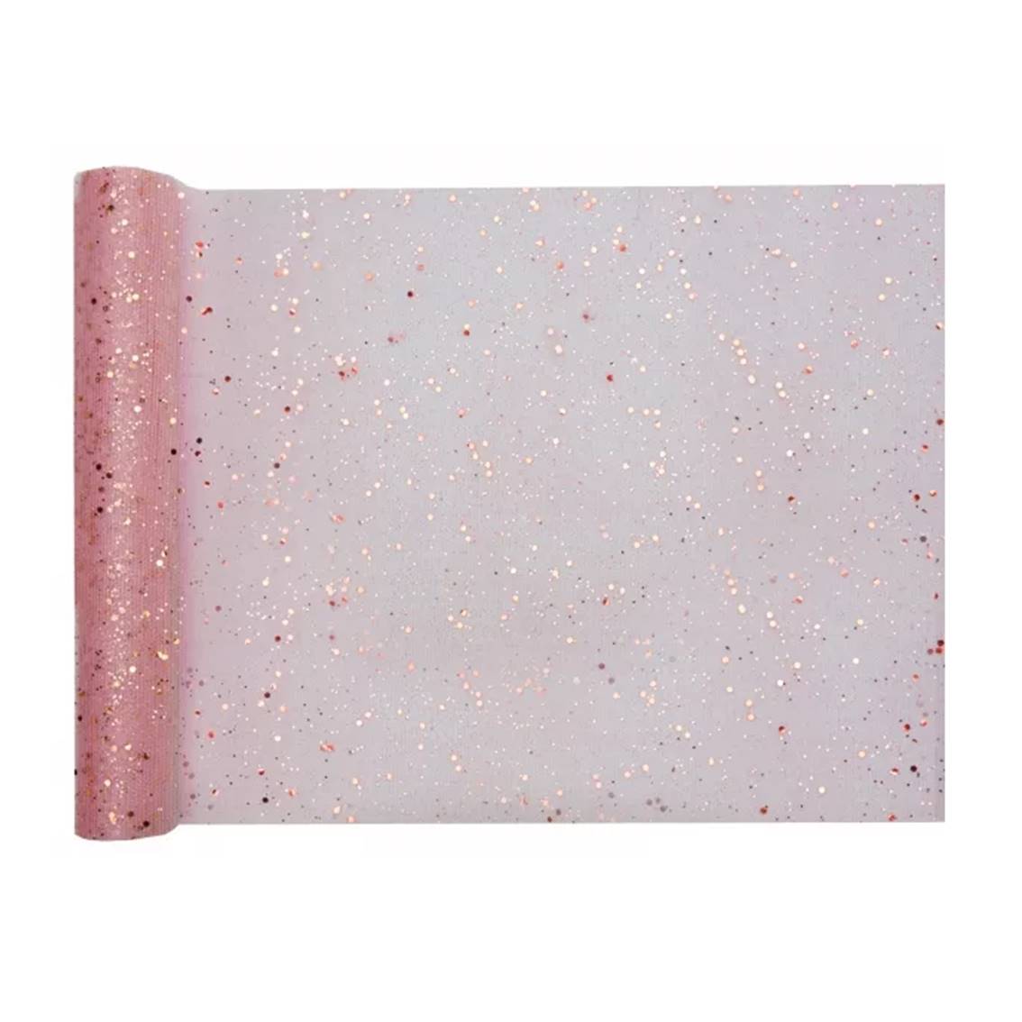 Organza s glitry r��ov� 30cm/5m