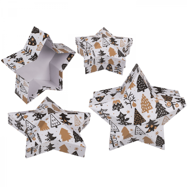 D�RKOV� BOX Hv�zda s �erno-zlat�mi strome�ky 20x19x8,7cm 1ks