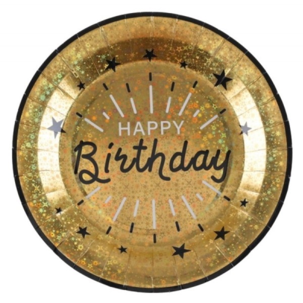 TAL��E pap�rov� Happy Birthday Sparkling zlat� 22cm 10ks