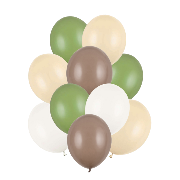 Bal�nky latexov� pastelov� (cappuccino, rozmar�nov� zelen�,alabastr), mix 30 cm, 10 ks