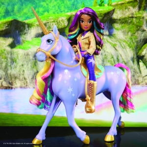 Unicorn academy sv�teln� jednoro�ec Wildstar 28 cm s panenkou Sophi� 24 cm