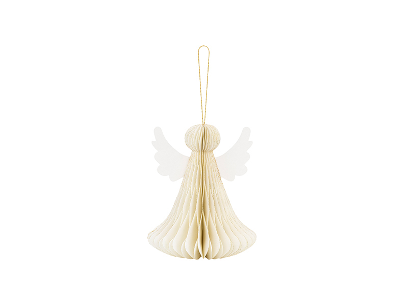 Pap�rov� dekorace honeycomb And�lek, slonov� kost, 15 cm