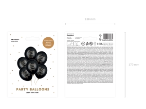 Bal�nky 30cm, ��astn� Nov� Rok, Pastelov� �ern� (1 bal. / 6 ks)